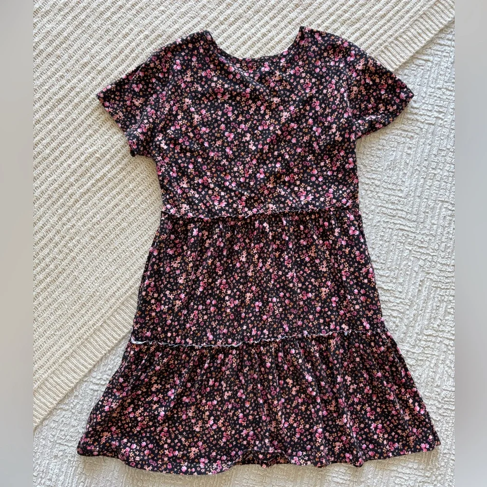 New Old Navy Tiered Printed Short Sleeve Swing Dress for Girls 14-16
